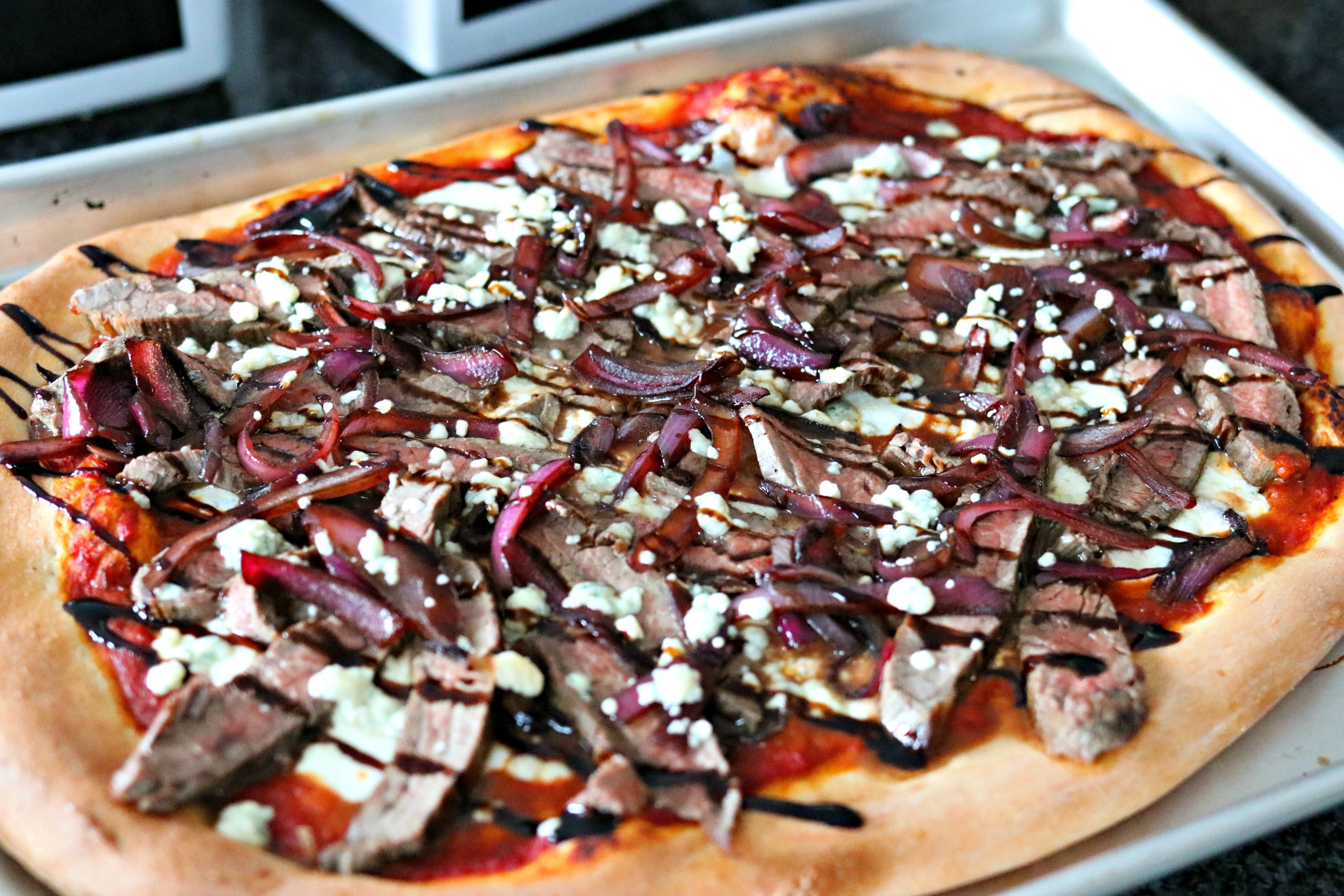 Steak and Blue Cheese Pizza