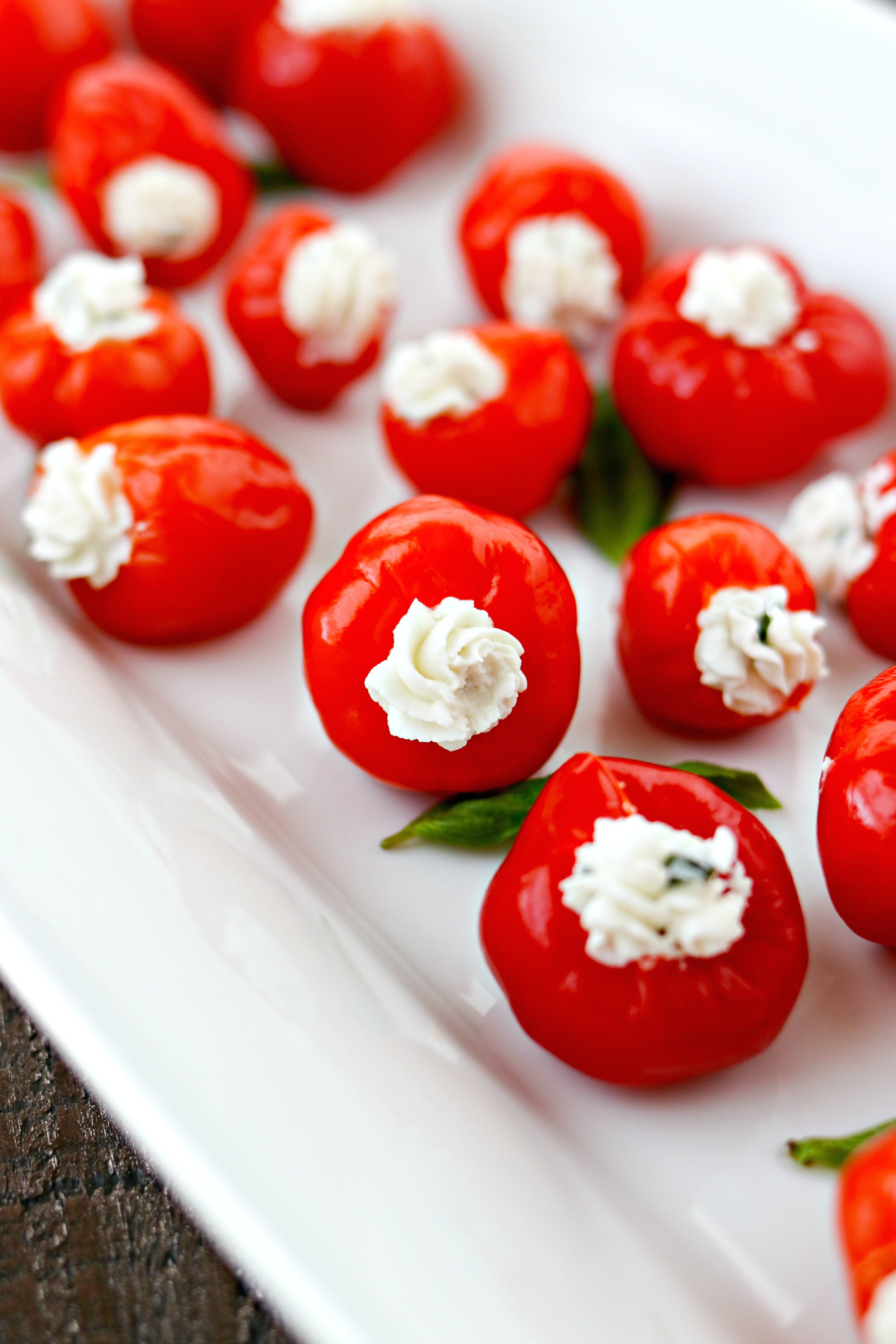Goat Cheese Stuffed Sweet Peppers Creamy goat cheese is mixed with