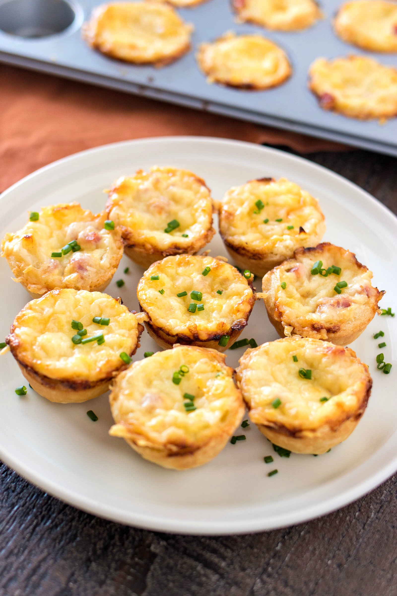 Mini Ham & Cheese Quiche with Caramelized Onions